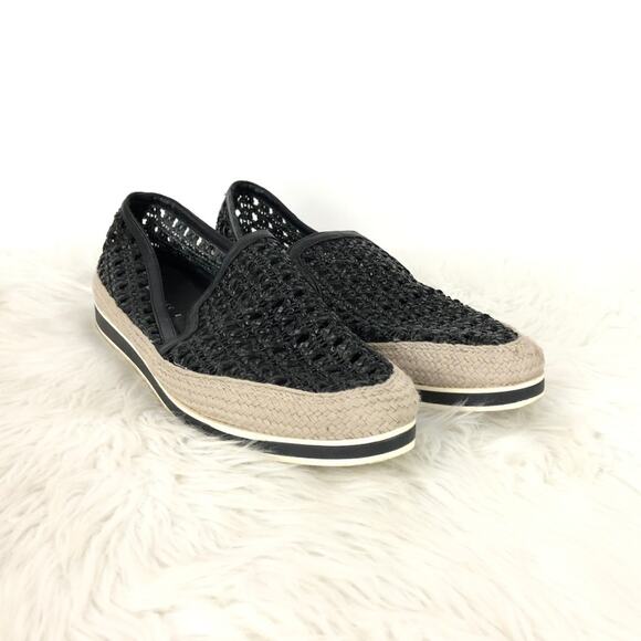 2/$30 Chinese Laundry 7.5 Womens Black Perforated Weave Espadrille Flats - Picture 1 of 10
